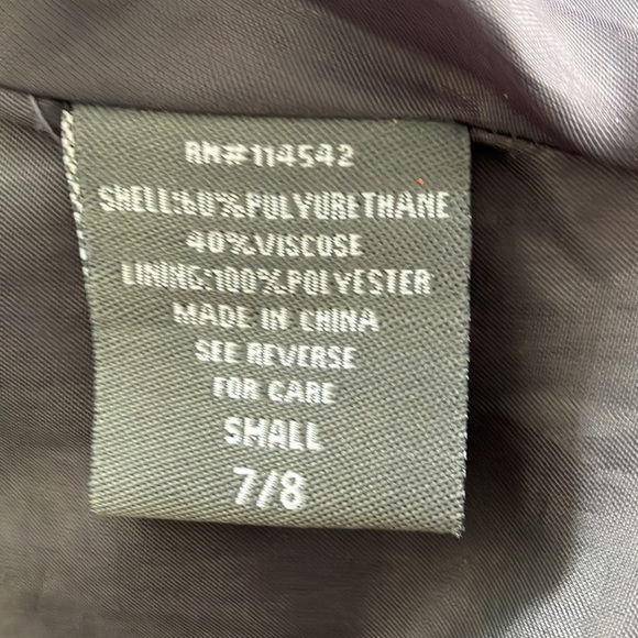 Jou Jou Dark Gray Faux Leather Motto Jacket Size 7/8 - Picture 10 of 11